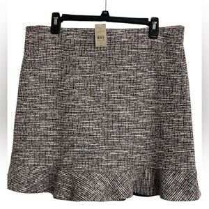 NWT Loft L/P Tweed Woven Ruffle Metallic Cotton Midi Skirt